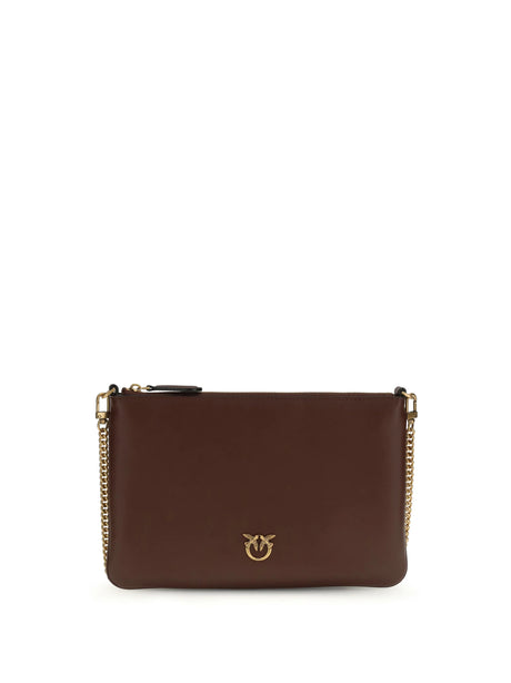Pinko Leather Shoulder Bag - Burgundy Wine-Antique Gold