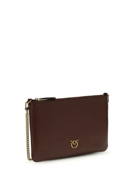 Pinko Leather Shoulder Bag - Burgundy Wine-Antique Gold