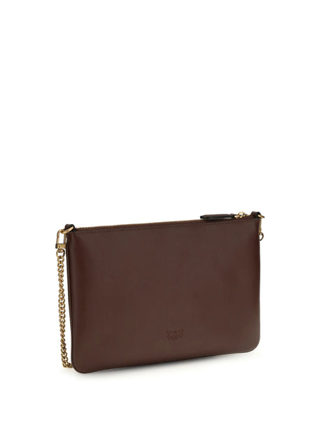 Pinko Leather Shoulder Bag - Burgundy Wine-Antique Gold