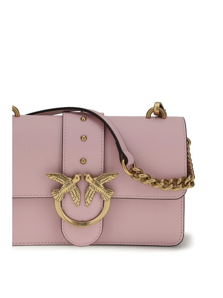 Pinko Love One small Shoulder Bag - Pink Light-Antique Gold