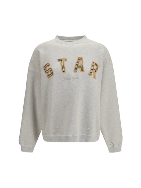 Golden Goose Sweatshirt crewneck in cotton with contrasting logo - Vintage Gray Melange