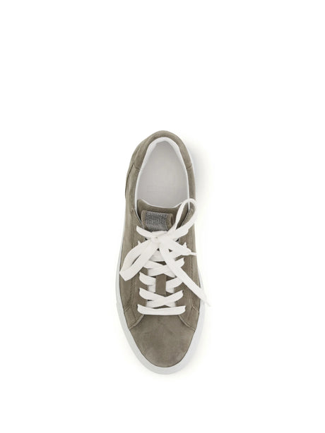 Brunello Cucinelli Suede Sneakers with Precious Loop - Safari
