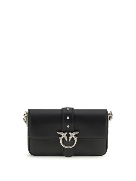 Pinko Baby Love Shoulder Bag - Black-Old Silver