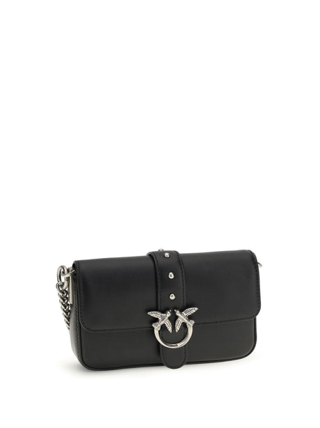 Pinko Baby Love Shoulder Bag - Black-Old Silver