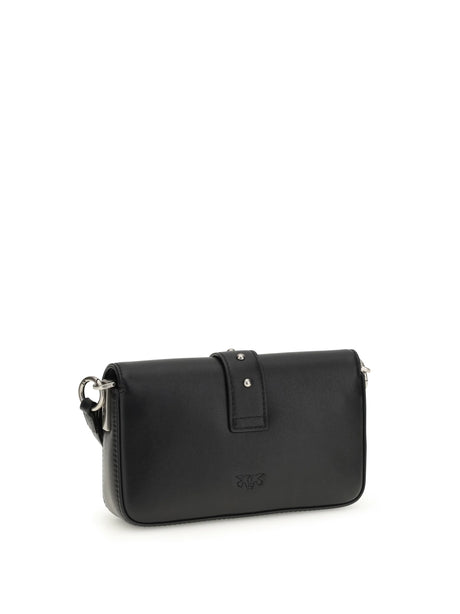 Pinko Baby Love Shoulder Bag - Black-Old Silver