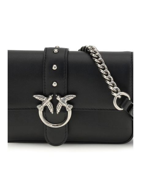Pinko Baby Love Shoulder Bag - Black-Old Silver