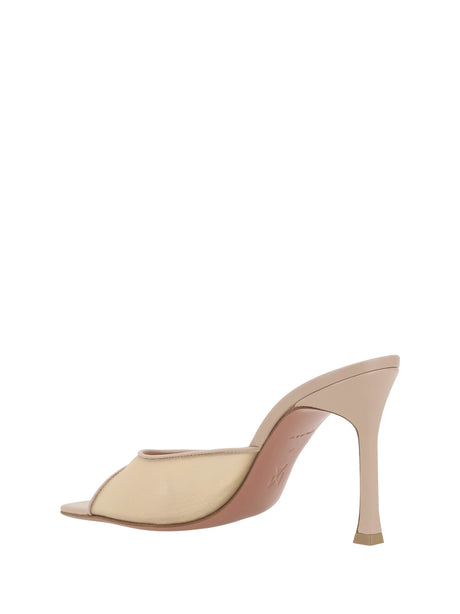 Amina Muaddi Alexa Slipper Sandals - Beige
