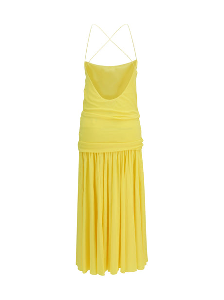 Jacquemus Pleated midi Dress - Yellow