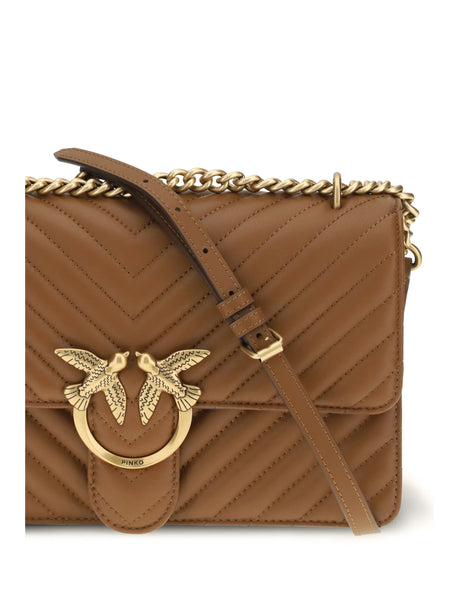 Pinko Love One Classic Shoulder Bag - Brown - Leone-Antique Gold