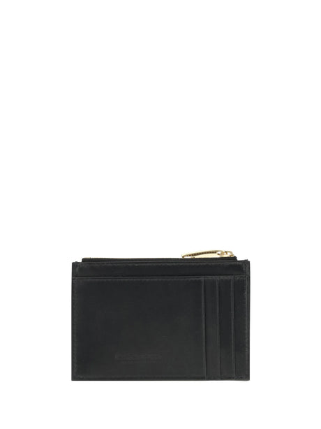 Bottega Veneta Lambskin Card Holder - Black-Gold
