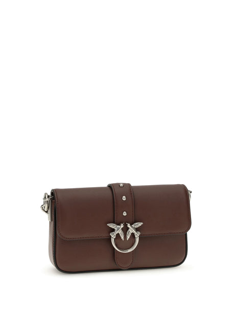 Pinko Baby Love Shoulder Bag - Burgundy Wine-Old Silver