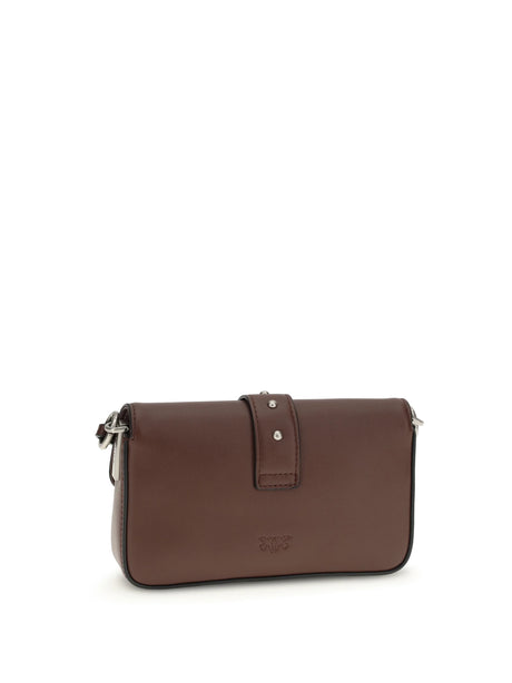Pinko Baby Love Shoulder Bag - Burgundy Wine-Old Silver