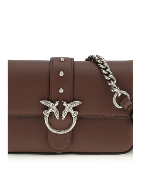 Pinko Baby Love Shoulder Bag - Burgundy Wine-Old Silver