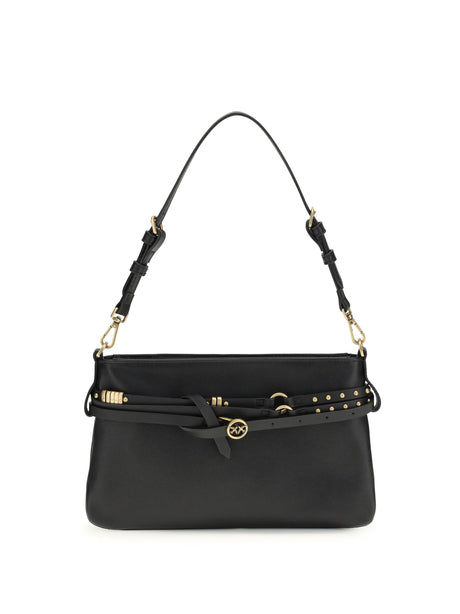 Pinko Belt Shoulder Bag - Black-Antique Gold