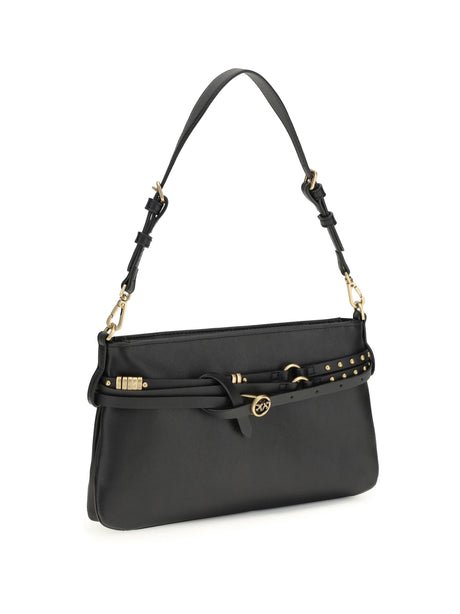 Pinko Belt Shoulder Bag - Black-Antique Gold
