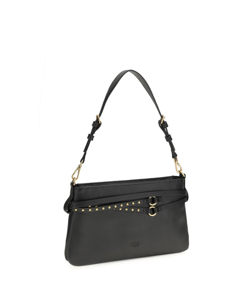 Pinko Belt Shoulder Bag - Black-Antique Gold