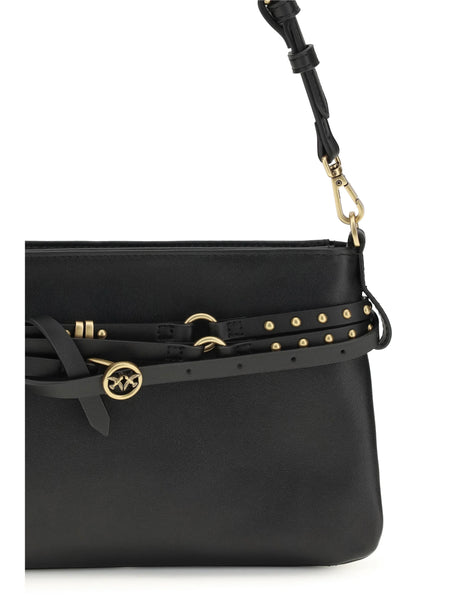 Pinko Belt Shoulder Bag - Black-Antique Gold