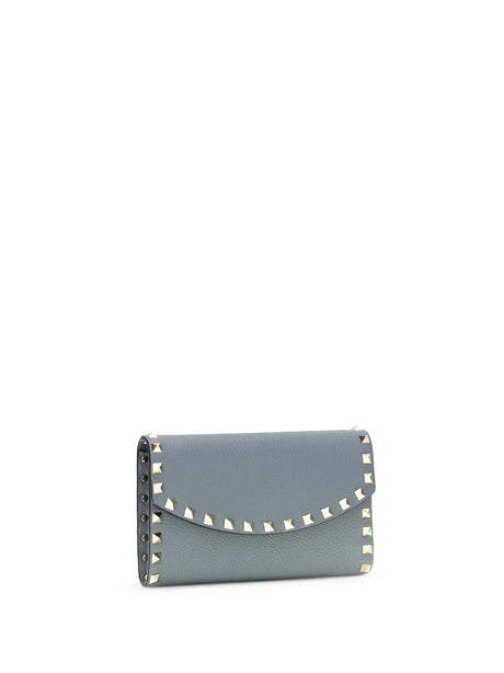 Valentino Garavani Rockstud chain Wallet - Stone Grey