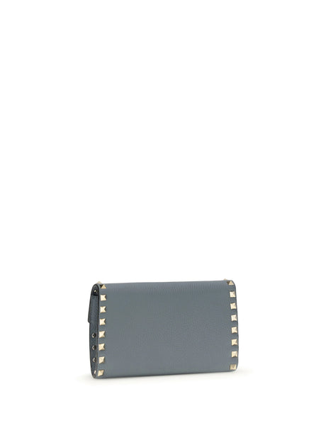 Valentino Garavani Rockstud chain Wallet - Stone Grey