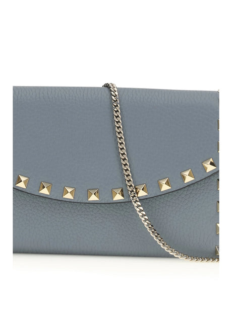 Valentino Garavani Rockstud chain Wallet - Stone Grey