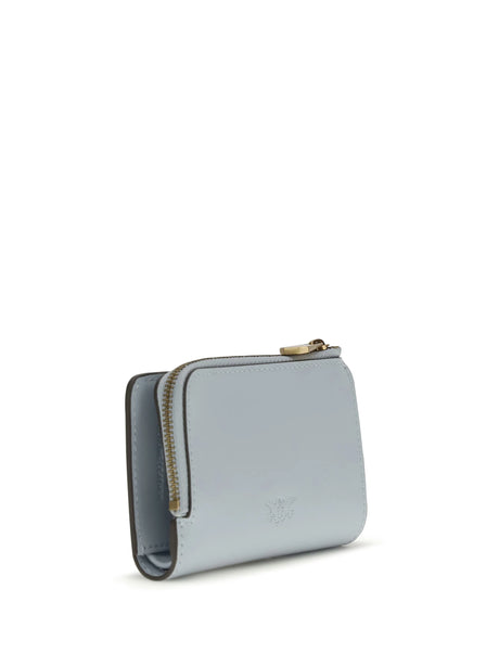 Pinko Zip Card Holder - Light Blue Sky Blue-Antique Gold