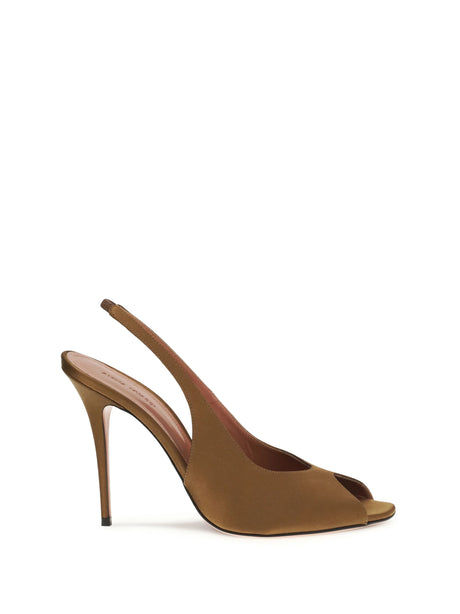 Amina Muaddi Kristina slingback Sandals - Mocha