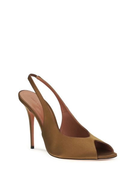 Amina Muaddi Kristina slingback Sandals - Mocha