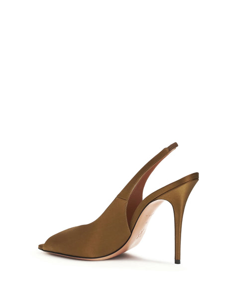 Amina Muaddi Kristina slingback Sandals - Mocha