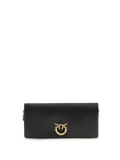 Pinko Love medium Clutch Bag - Black-Antique Gold