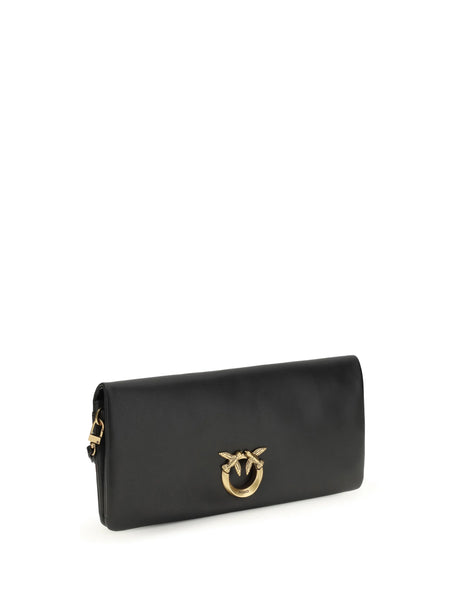 Pinko Love medium Clutch Bag - Black-Antique Gold