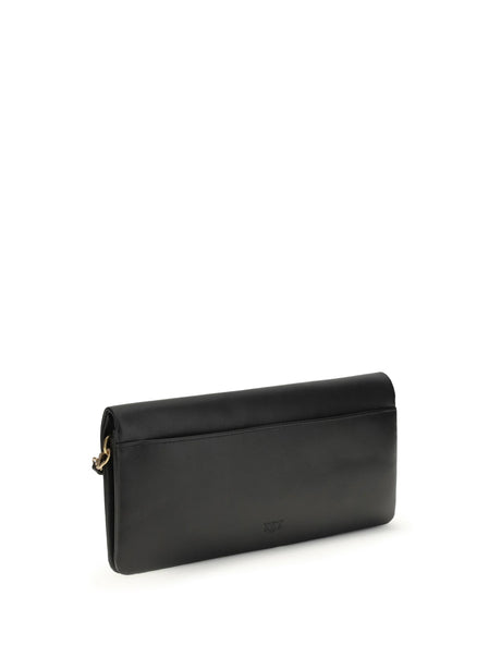 Pinko Love medium Clutch Bag - Black-Antique Gold
