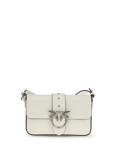 Pinko Mini Love Shoulder Bag - White Nembo-Old Silver