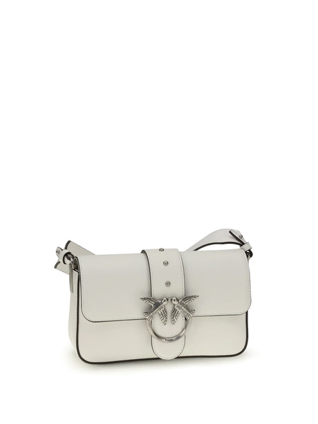 Pinko Mini Love Shoulder Bag - White Nembo-Old Silver