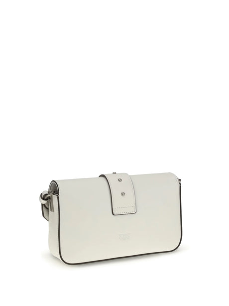Pinko Mini Love Shoulder Bag - White Nembo-Old Silver