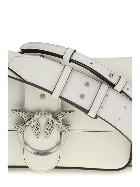 Pinko Mini Love Shoulder Bag - White Nembo-Old Silver