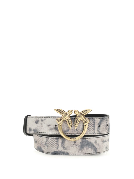 Pinko Python print Belt - Ivory/Black/Beige-Antique Gold