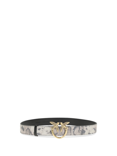 Pinko Python print Belt - Ivory/Black/Beige-Antique Gold