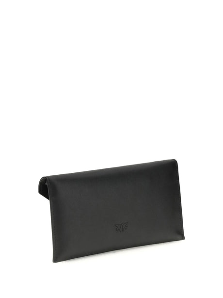 Pinko Love Birds Logo mini Clutch Bag - Black-Antique Gold