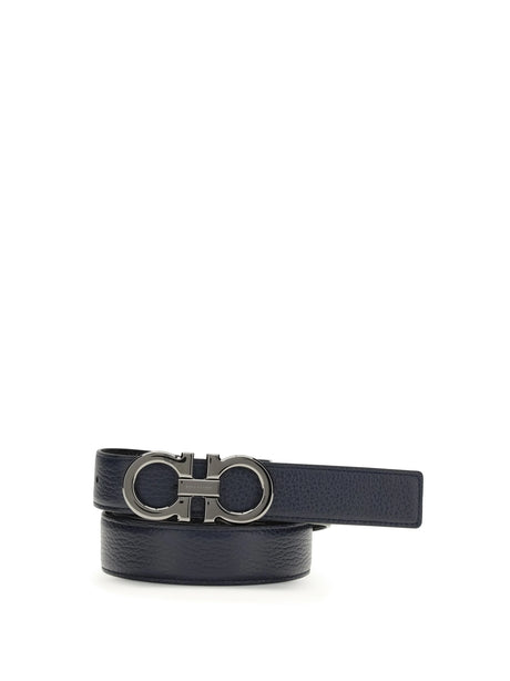 Ferragamo Reversible and adjustable Gancini Belt - New Navy Dkb