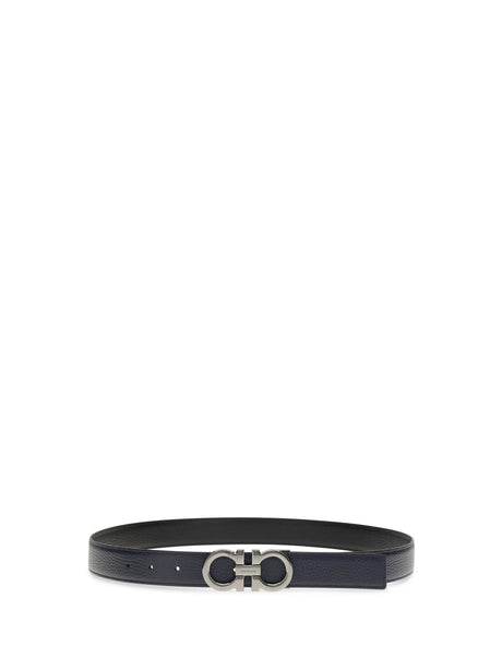 Ferragamo Reversible and adjustable Gancini Belt - New Navy Dkb