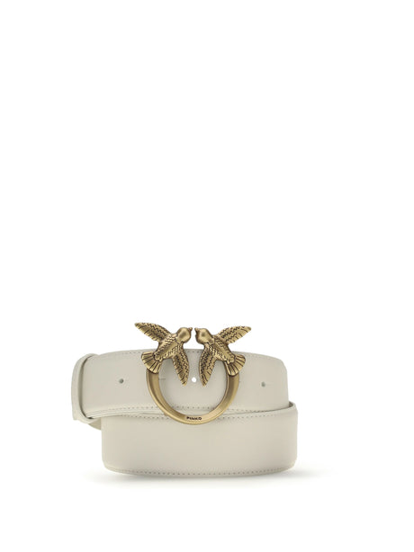 Pinko Love Berry Belt - White Seta-Antique Gold