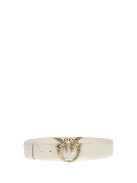 Pinko Love Berry Belt - White Seta-Antique Gold