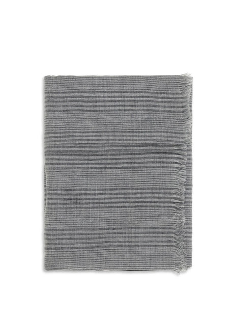 Brunello Cucinelli Linen Scarf with lurex details - Grigio+Argento