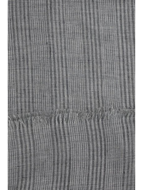 Brunello Cucinelli Linen Scarf with lurex details - Grigio+Argento