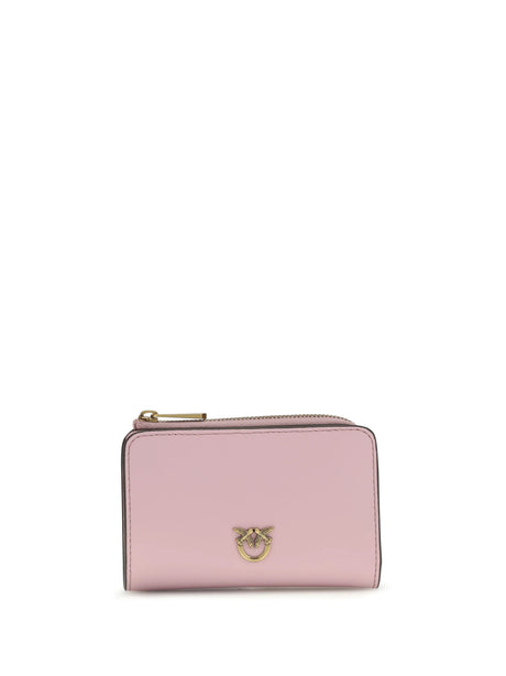 Pinko Zip Card Holder - Pink Light-Antique Gold
