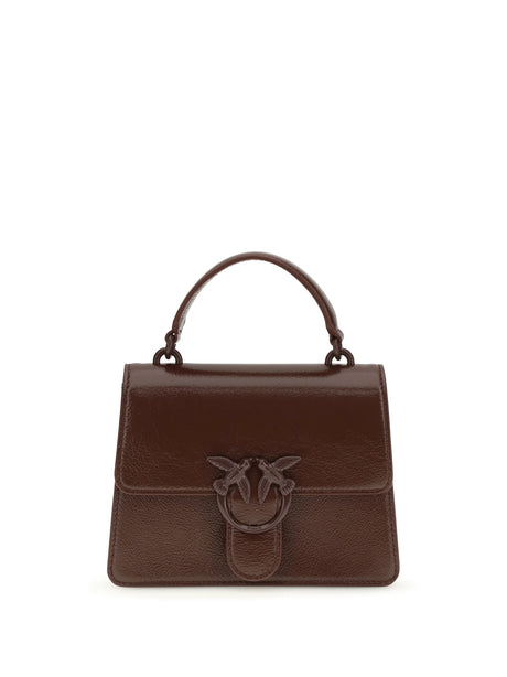 Pinko Shiny leather Love One Top mini Handbag - Burgundy Wine- Block Color