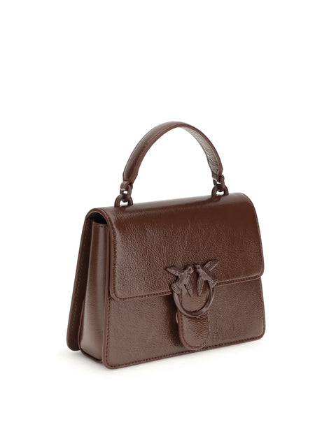Pinko Shiny leather Love One Top mini Handbag - Burgundy Wine- Block Color