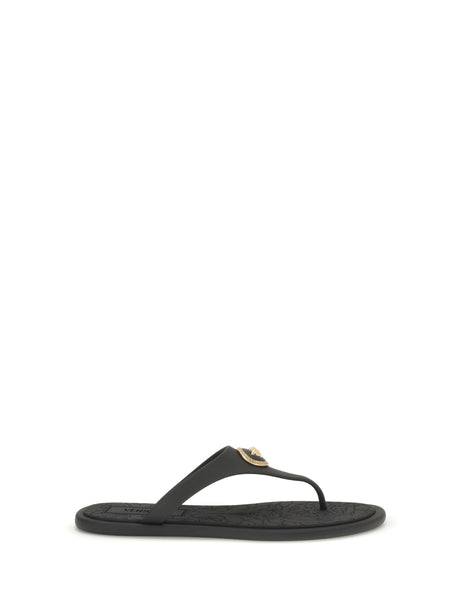 Versace Rubber Thong Sandals - Black Versace Gold