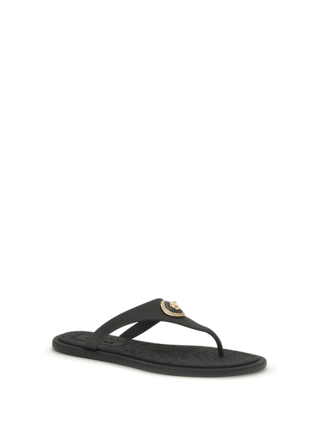 Versace Rubber Thong Sandals - Black Versace Gold