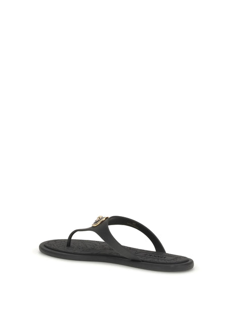 Versace Rubber Thong Sandals - Black Versace Gold